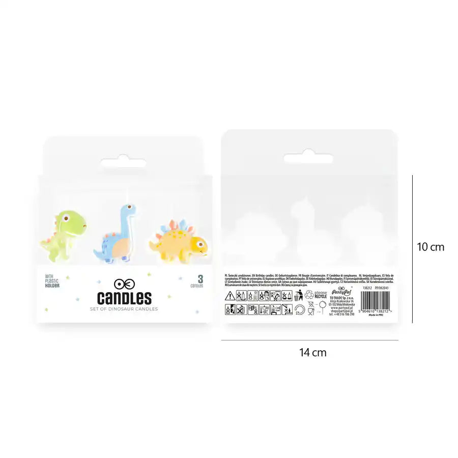 Velas de cumpleaños de dinosaurios, 3 uds. - Narosa Sweet Party Barcelona