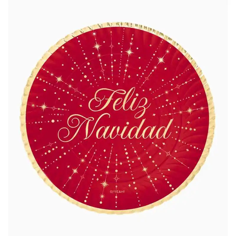 Bandejas Redondas de Cartón Feliz Navidad Rojo Ø 30 cm (2 uds) - NAROSA SWEET PARTY