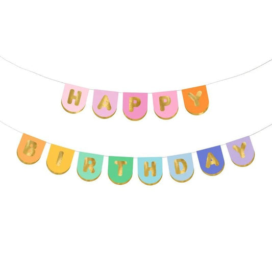 Banner Happy Birthday, colores surtidos, 163 x 12 cm - NAROSA SWEET PARTY