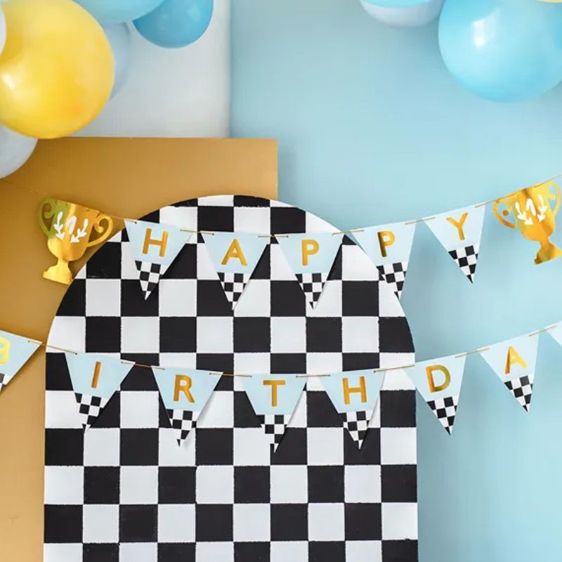 Banner Happy Birthday Trophy Cup, 2,5 m - NAROSA SWEET PARTY