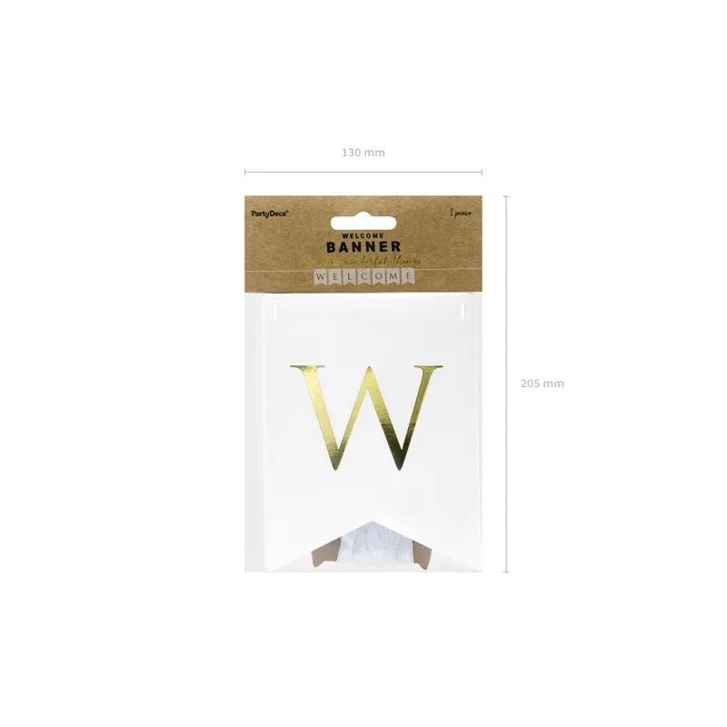 Banner Welcome blanco y dorado, 15 x 95 cm - NAROSA SWEET PARTY