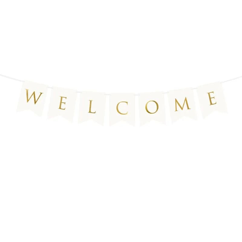 Banner Welcome blanco y dorado, 15 x 95 cm - NAROSA SWEET PARTY