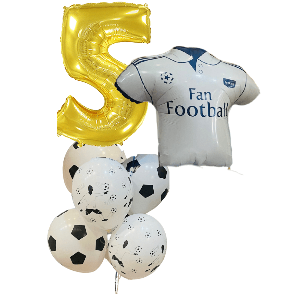 Bouquet Cumpleaños Fútbol – Globo Números 70cm + Camiseta + 6 Globos Temáticos - NAROSA SWEET PARTY