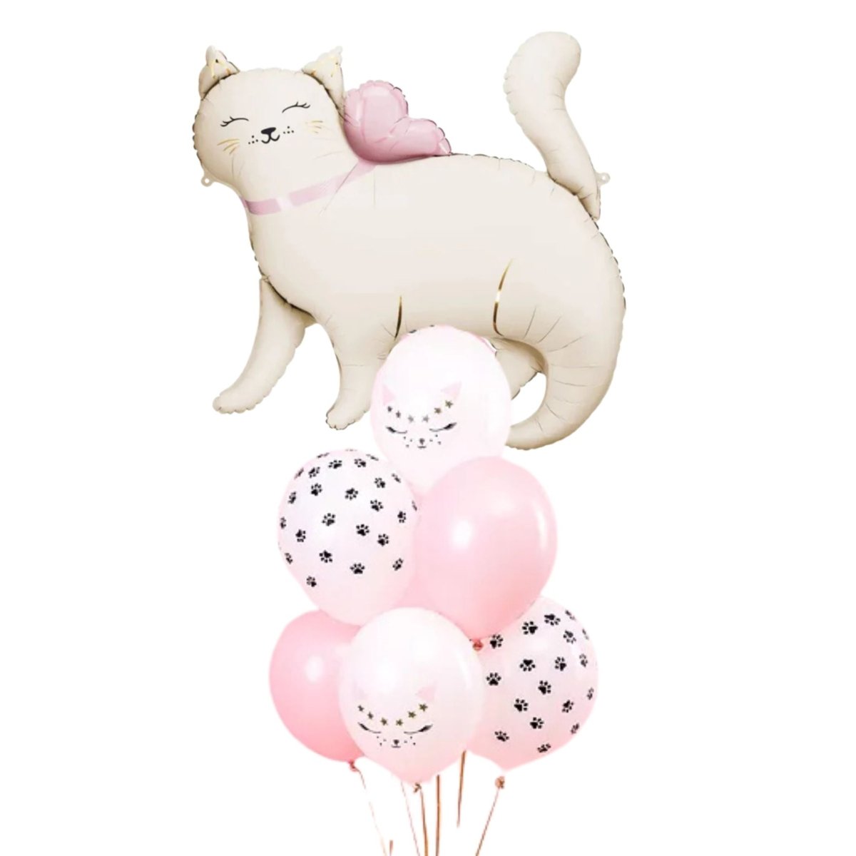 Bouquet Globos Gatos Rosa – Globo Principal + 6 Globos Biodegradables – 2 Diseños - NAROSA SWEET PARTY