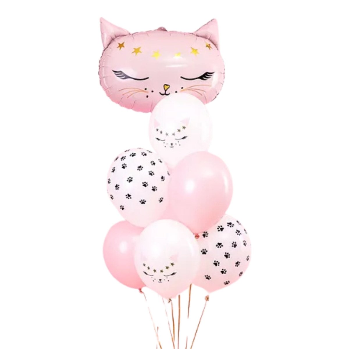Bouquet Globos Gatos Rosa – Globo Principal + 6 Globos Biodegradables – 2 Diseños - NAROSA SWEET PARTY