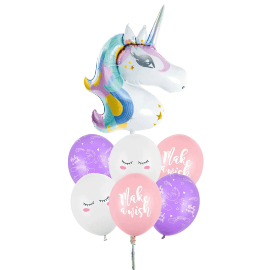 Bouquet Globos Unicornio – Globo Principal + 6 Biodegradables - NAROSA SWEET PARTY