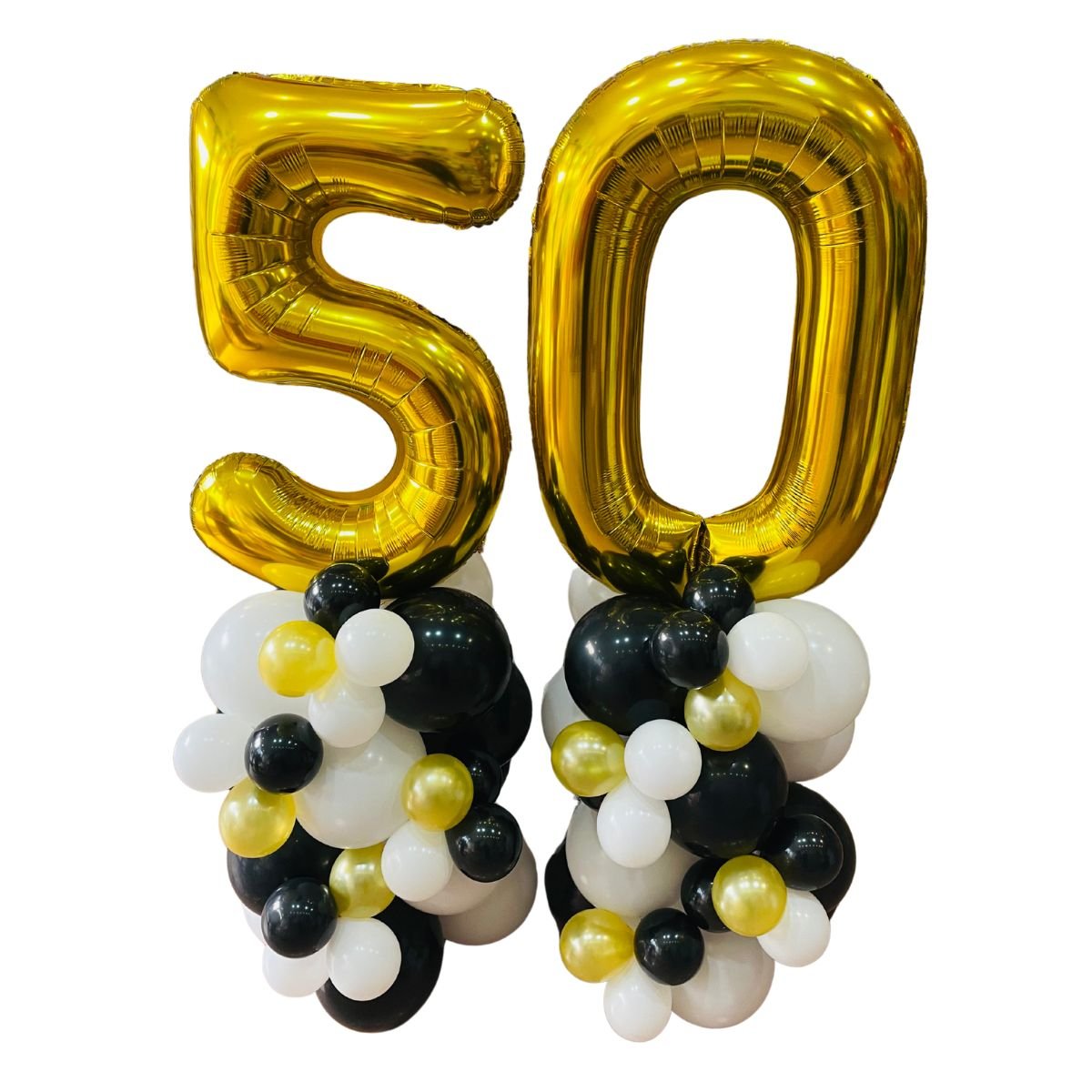 Columna de Globos con Número Metalizada (1,5 m) –Cromada, Sin Helio - NAROSA SWEET PARTY