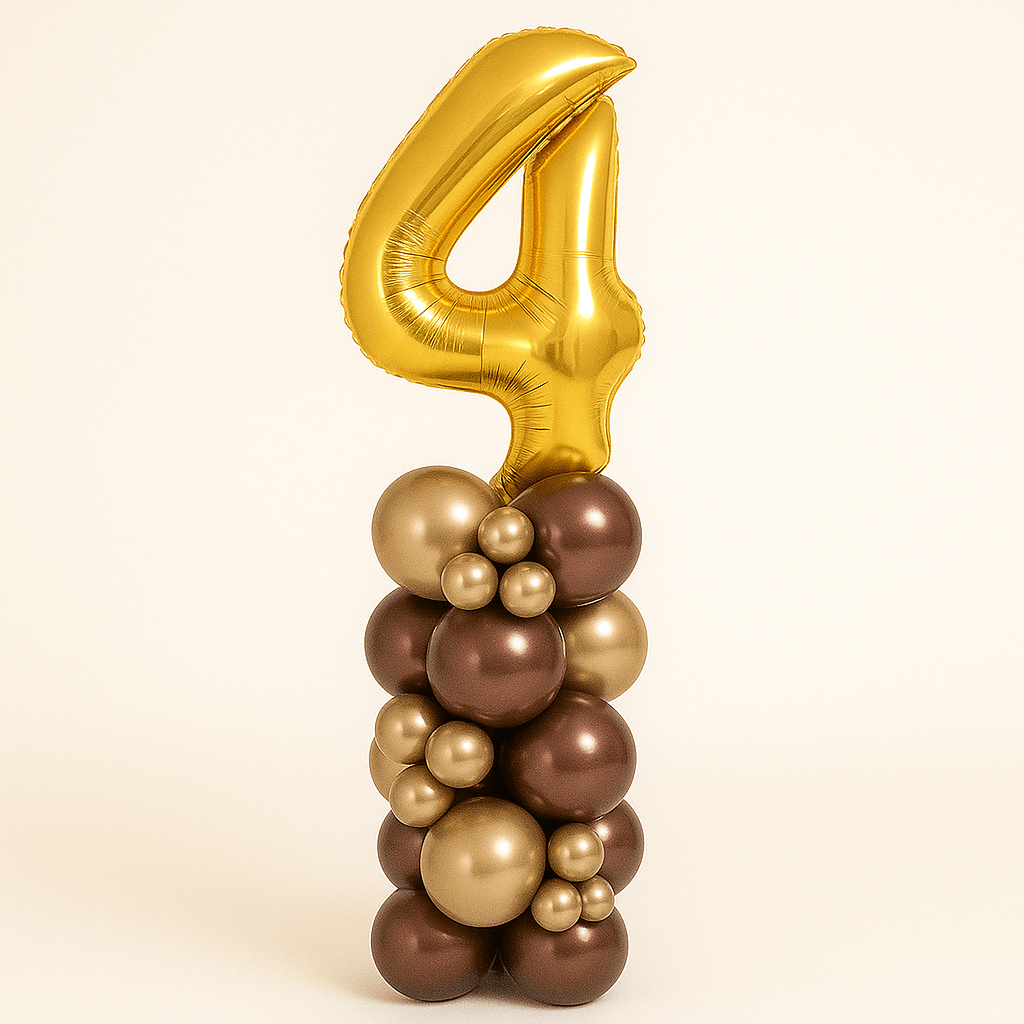 Columna de Globos con Número Metalizada (1,5 m) –Cromada, Sin Helio - NAROSA SWEET PARTY