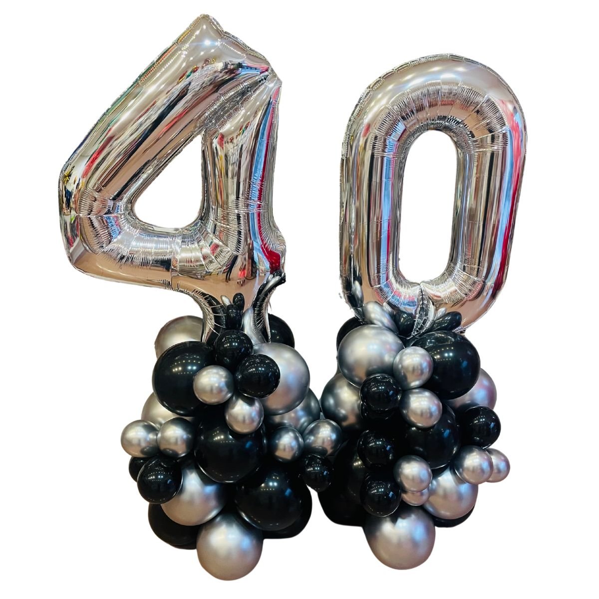 Columna de Globos con Número Metalizada (1,5 m) –Cromada, Sin Helio - NAROSA SWEET PARTY