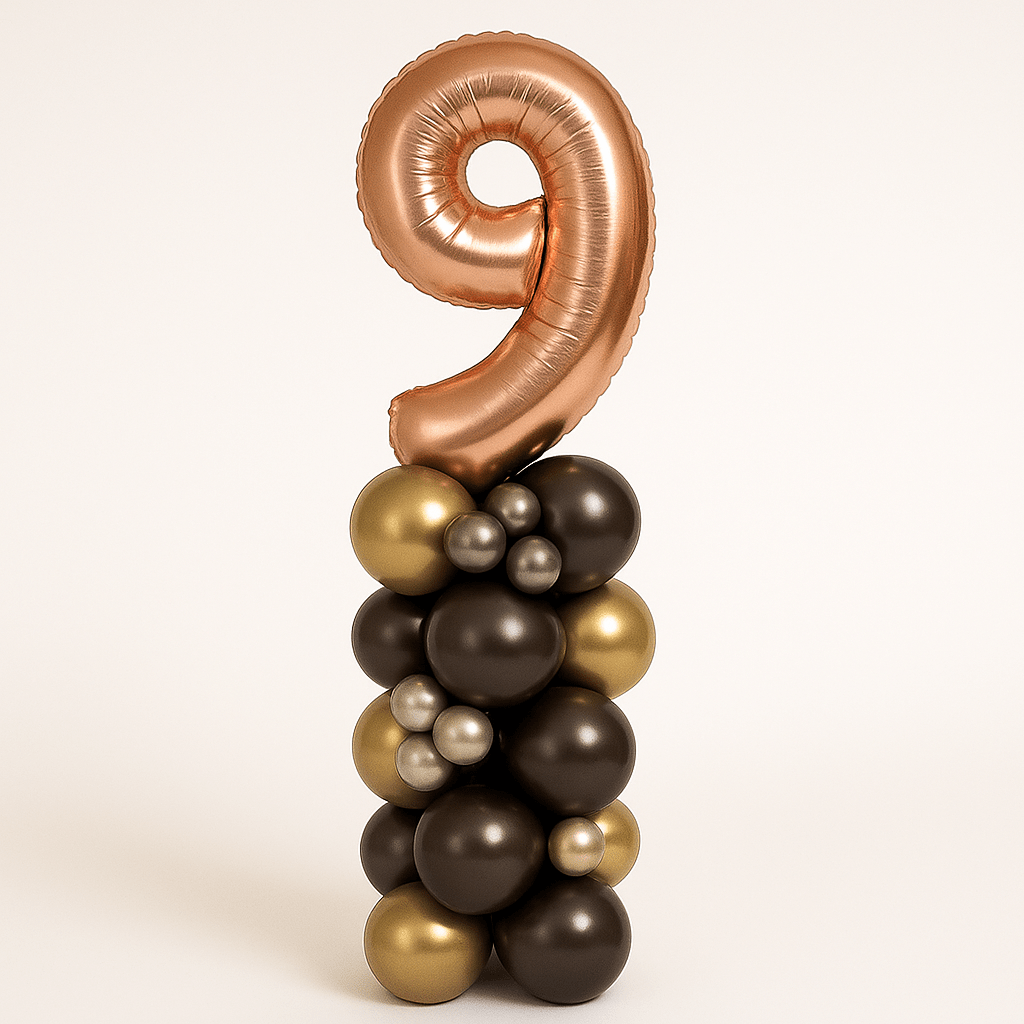 Columna de Globos con Número Metalizada (1,5 m) –Cromada, Sin Helio - NAROSA SWEET PARTY