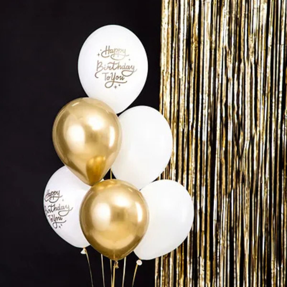 Globo 30 cm “Happy Birthday To You” – Blanco Pastel y Dorado - NAROSA SWEET PARTY