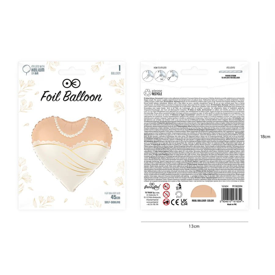 Globo Corazón Novia 45 cm – Apto Aire o Helio - NAROSA SWEET PARTY