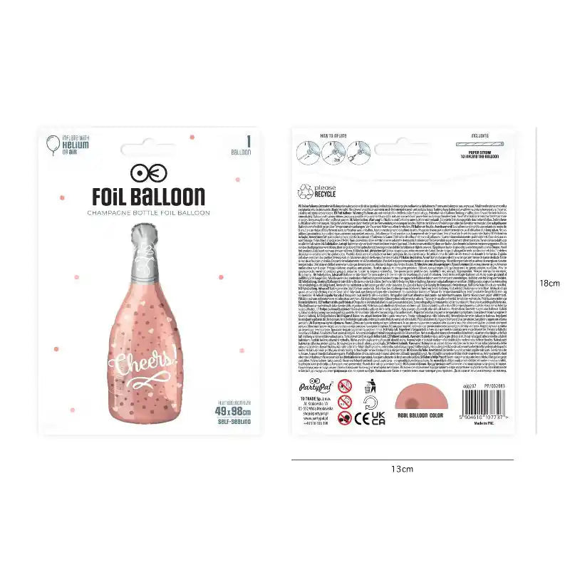 Globo de aluminio Champagne Cheers 49x98 cm - NAROSA SWEET PARTY