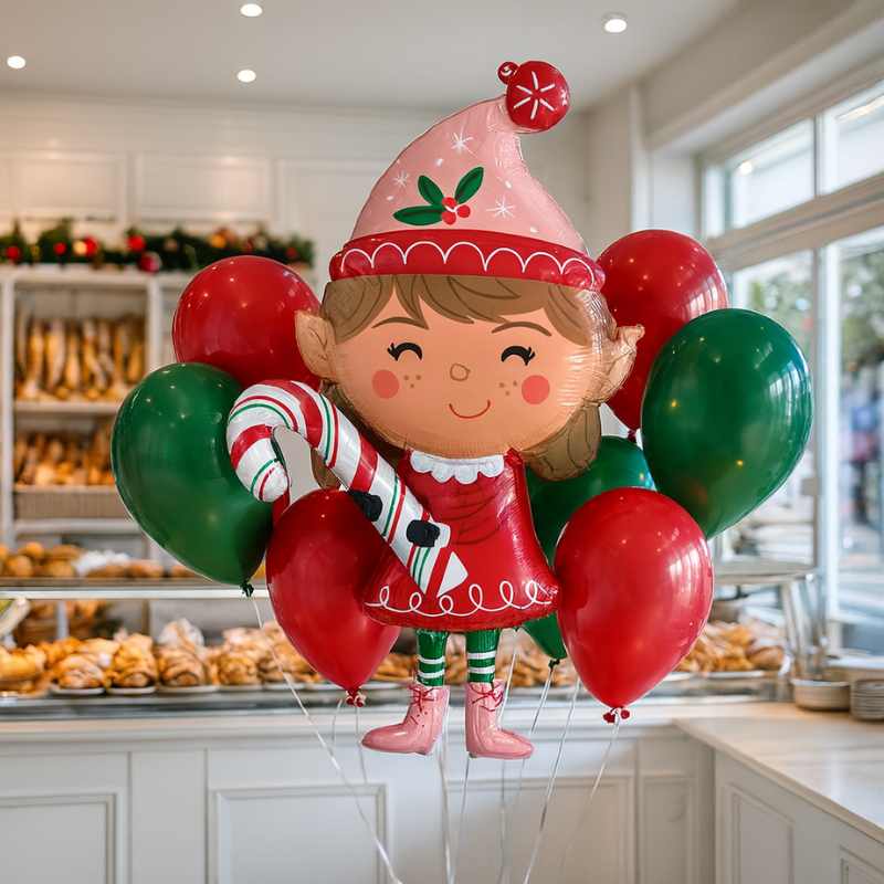 Globo Elfo con Bastón de Caramelo 66×99 cm - Apto Aire o Helio - NAROSA SWEET PARTY