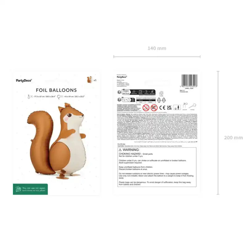 Globo Foil Ardilla 51x59 cm – Apto Helio - NAROSA SWEET PARTY