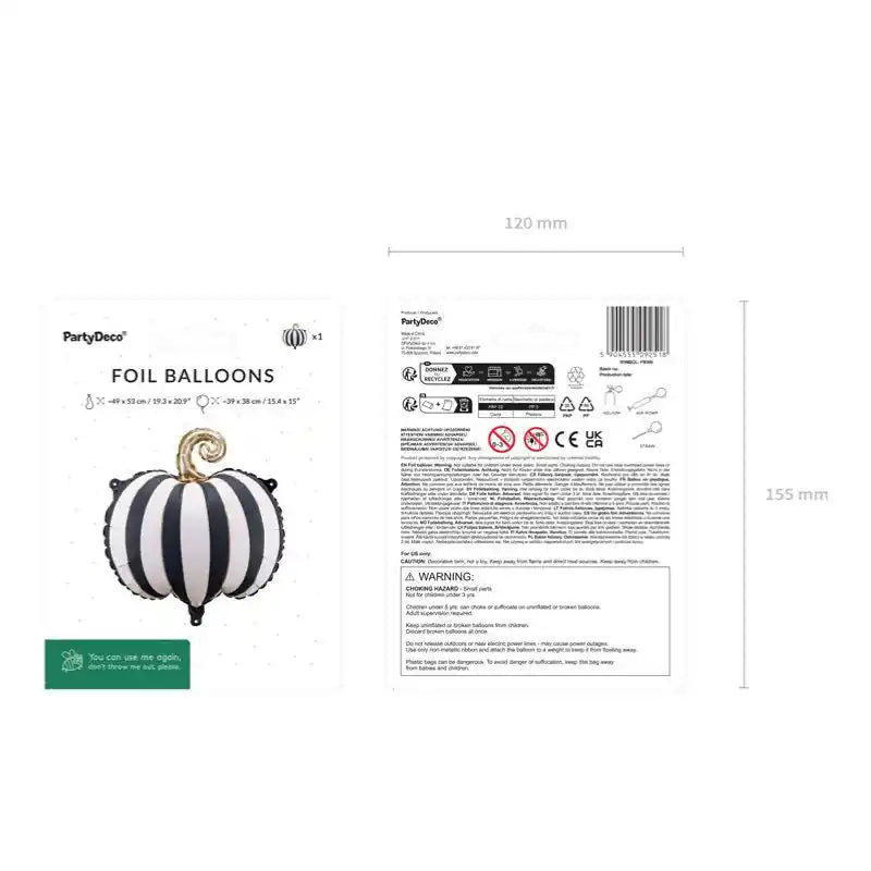 Globo Foil Calabaza a Rayas 39x38 cm – Apto para Aire o Helio - Narosa Sweet Party Barcelona