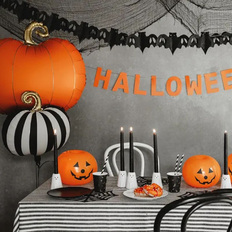 Globo Foil Calabaza a Rayas 39x38 cm – Apto para Aire o Helio - NAROSA SWEET PARTY