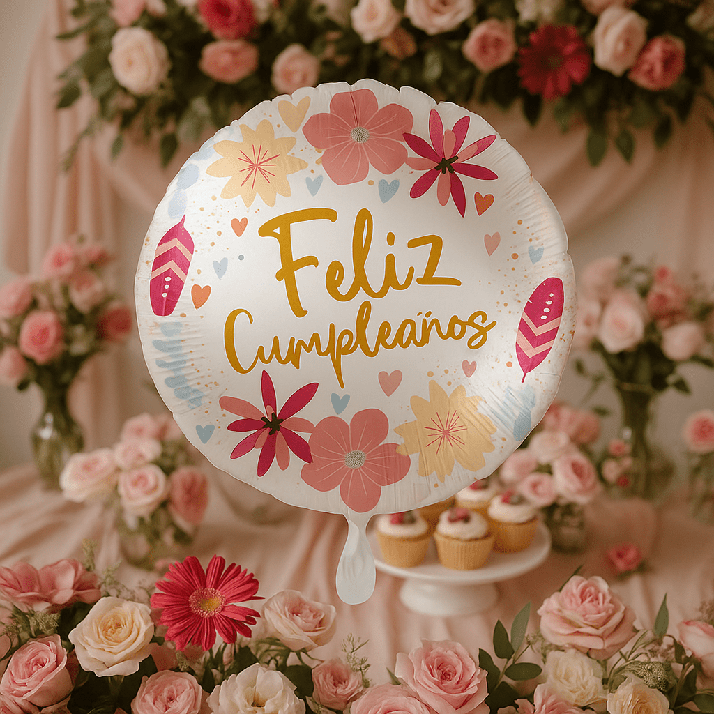 Globo Foil Celebration Flowers – Cumpleaños Bohemio 45 cm - NAROSA SWEET PARTY