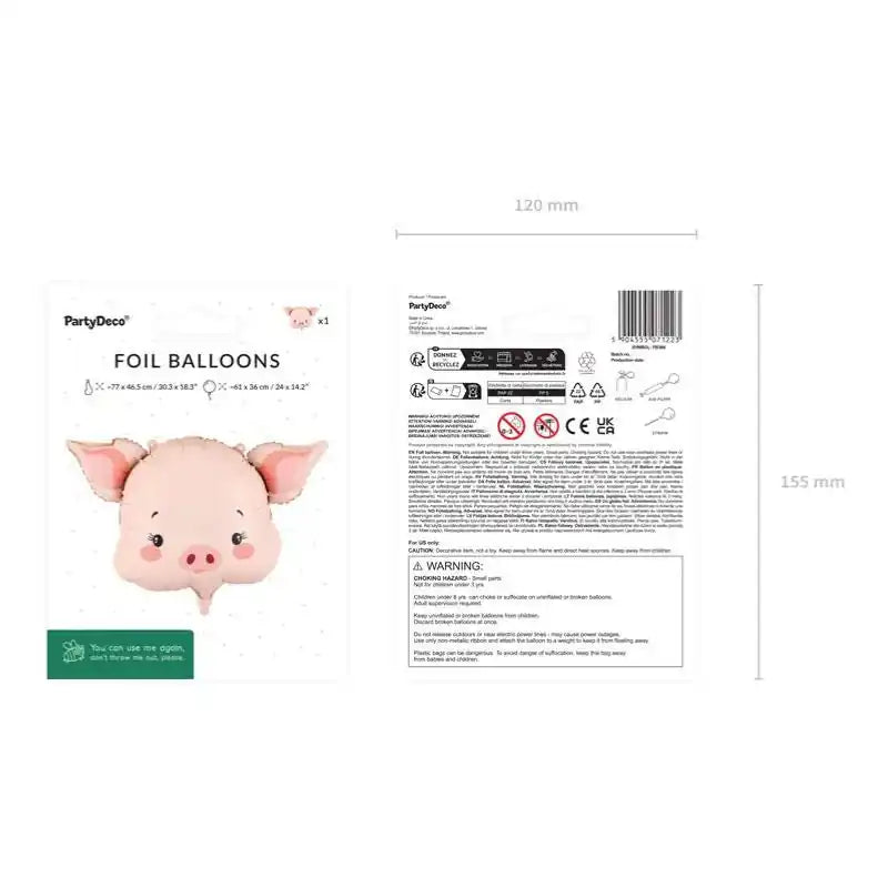Globo Foil Cerdo 61x36 cm – Apto Aire y Helio - NAROSA SWEET PARTY