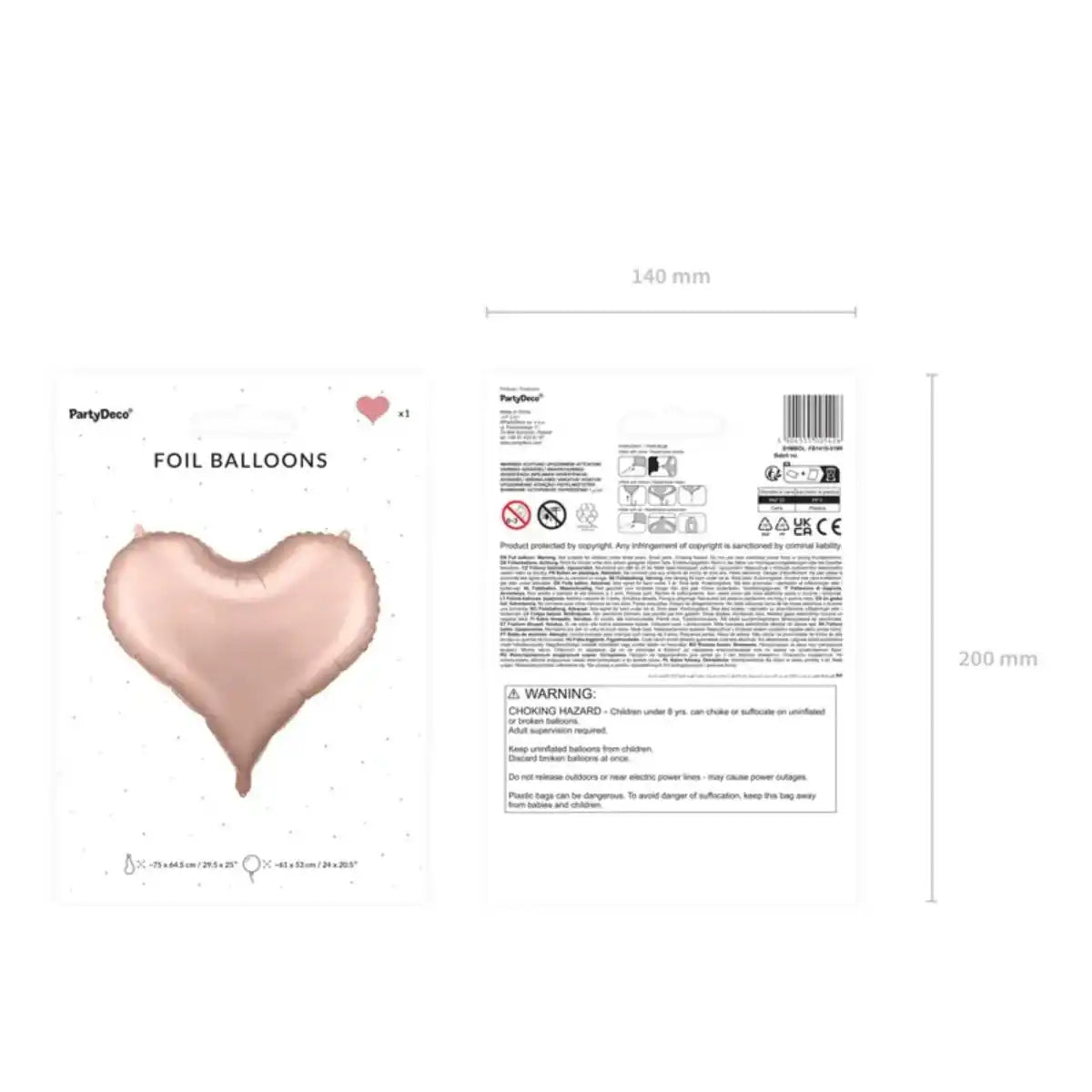 Globo Foil Corazón Rosa Gold 75x64.5 cm - Apto aire y helio - Narosa Sweet Party Barcelona