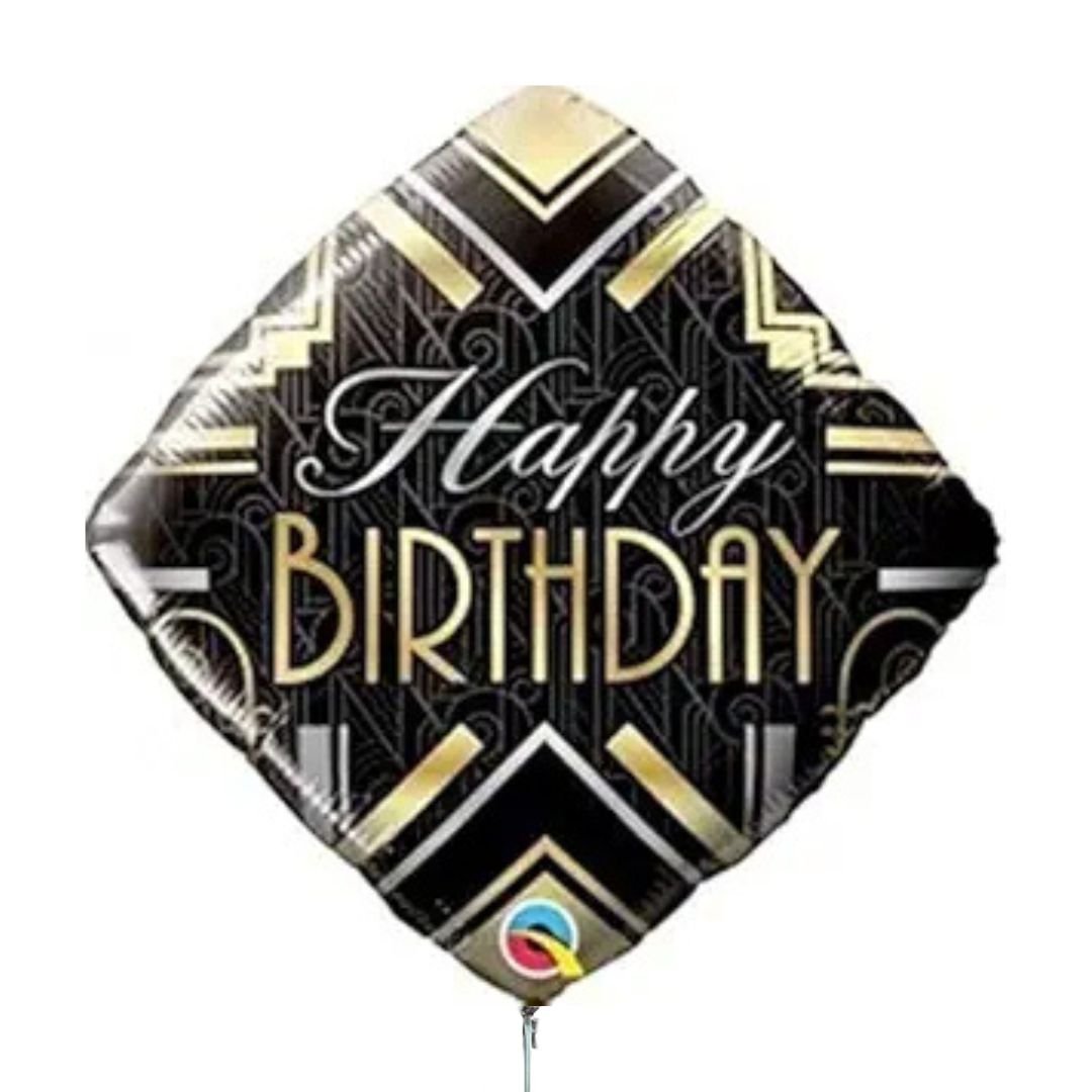 Globo Foil Cumpleaños Art Decó – 45 cm Diamante Negro - NAROSA SWEET PARTY