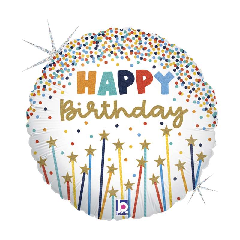 Globo Foil Cumpleaños Velas y Estrellas – 46 cm Crema - NAROSA SWEET PARTY