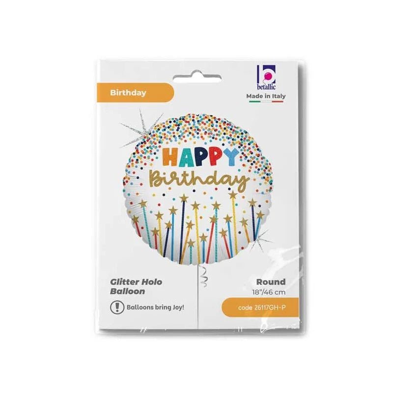 Globo Foil Cumpleaños Velas y Estrellas – 46 cm Crema - NAROSA SWEET PARTY