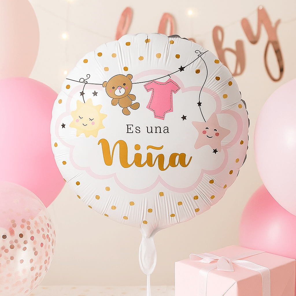 Globo Foil “Es una Niña” – 45 cm Rosa Multicolor - NAROSA SWEET PARTY