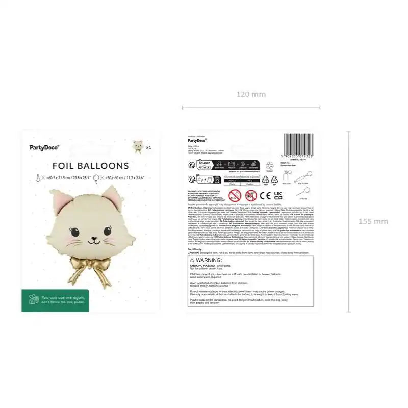 Globo Foil Gatita 50x60 cm – Apto Aire y Helio - Narosa Sweet Party Barcelona
