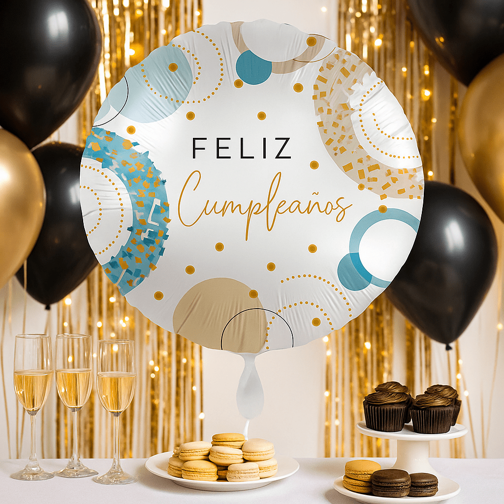 Globo Foil Golden Blue – Feliz Cumpleaños 45 cm - NAROSA SWEET PARTY