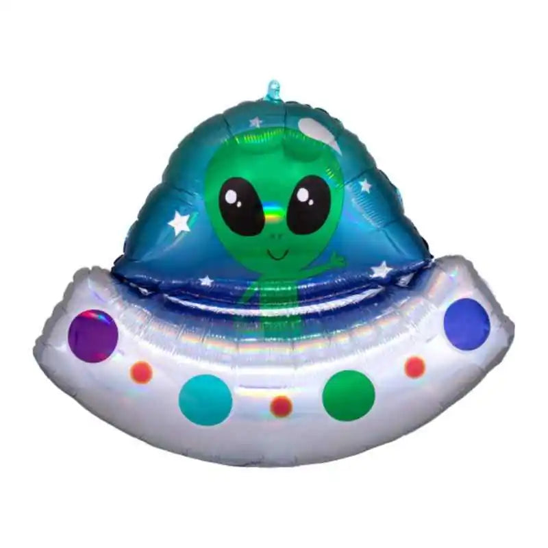 Globo Foil Nave Espacial Alienígena Holográfica 71x53 cm - Narosa Sweet Party Barcelona