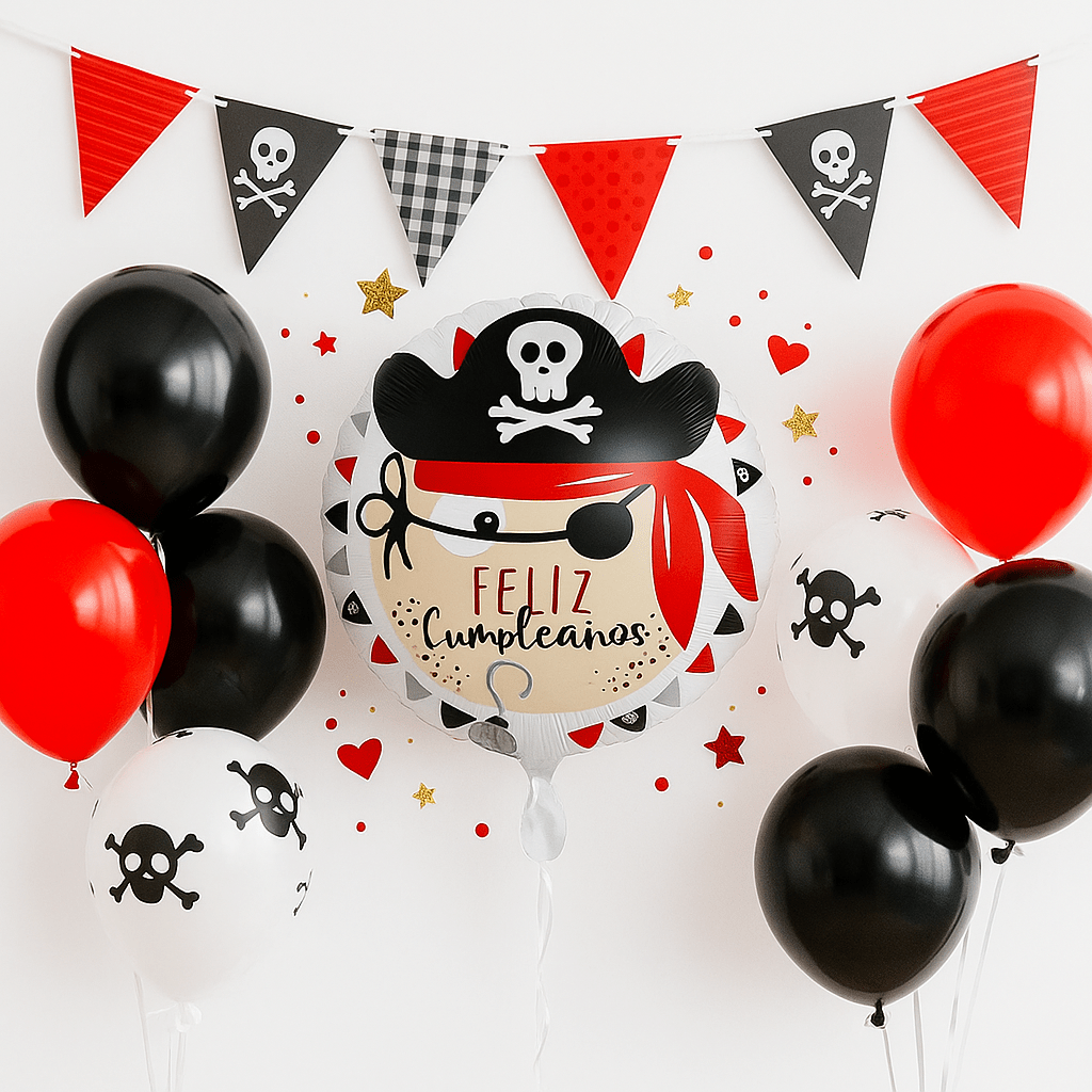 Globo Foil Pirata – Feliz Cumpleaños Infantil 45 cm - NAROSA SWEET PARTY