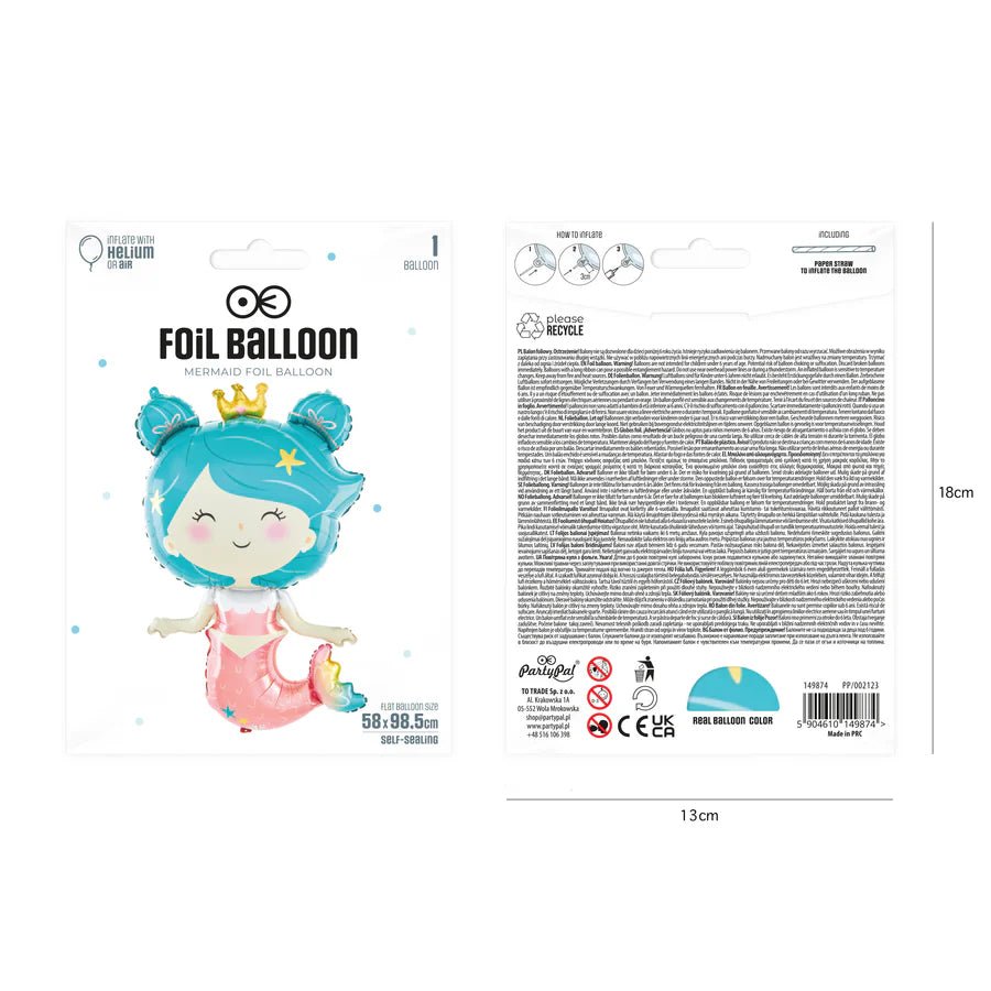 Globo Foil Sirena 58x98 cm – Apto Aire o Helio - NAROSA SWEET PARTY
