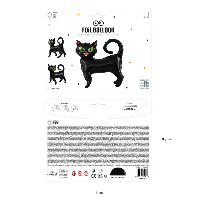 Globo Halloween Gato Negro de pie, foil, 65 x 62 cm. No apto helio - NAROSA SWEET PARTY