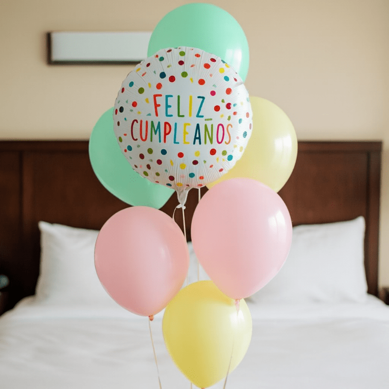 Globo Redondo de Confeti "Feliz Cumpleaños" - 45 cm - NAROSA SWEET PARTY