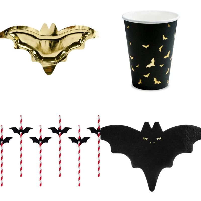 Pack Decoración Halloween Murciélago - Menaje Temático Completo - NAROSA SWEET PARTY