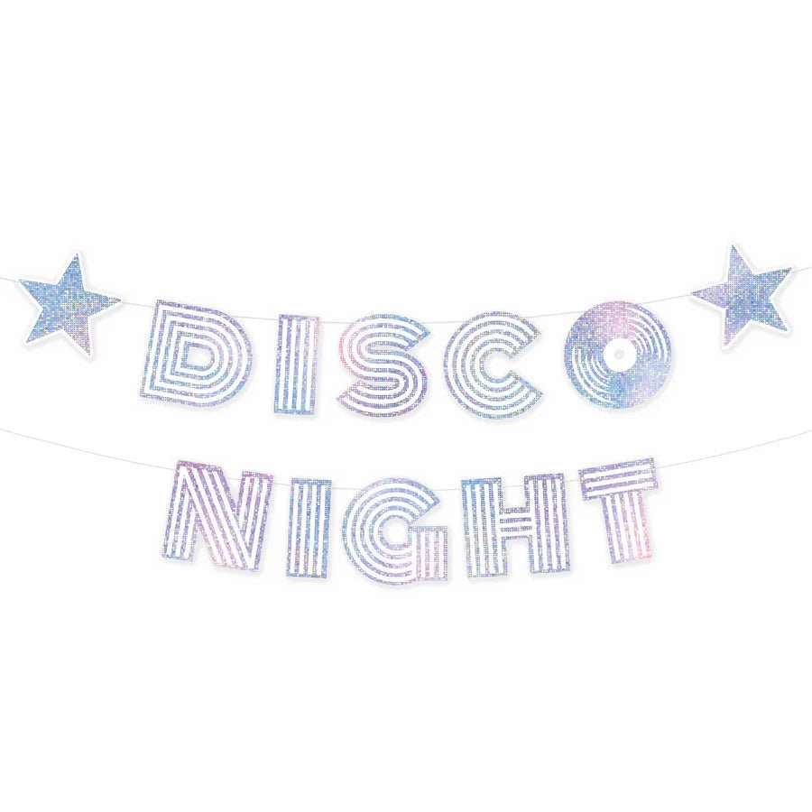Pancarta Disco Plata 182x16 cm – Decoración Colgante para Fiestas – 1 ud - NAROSA SWEET PARTY