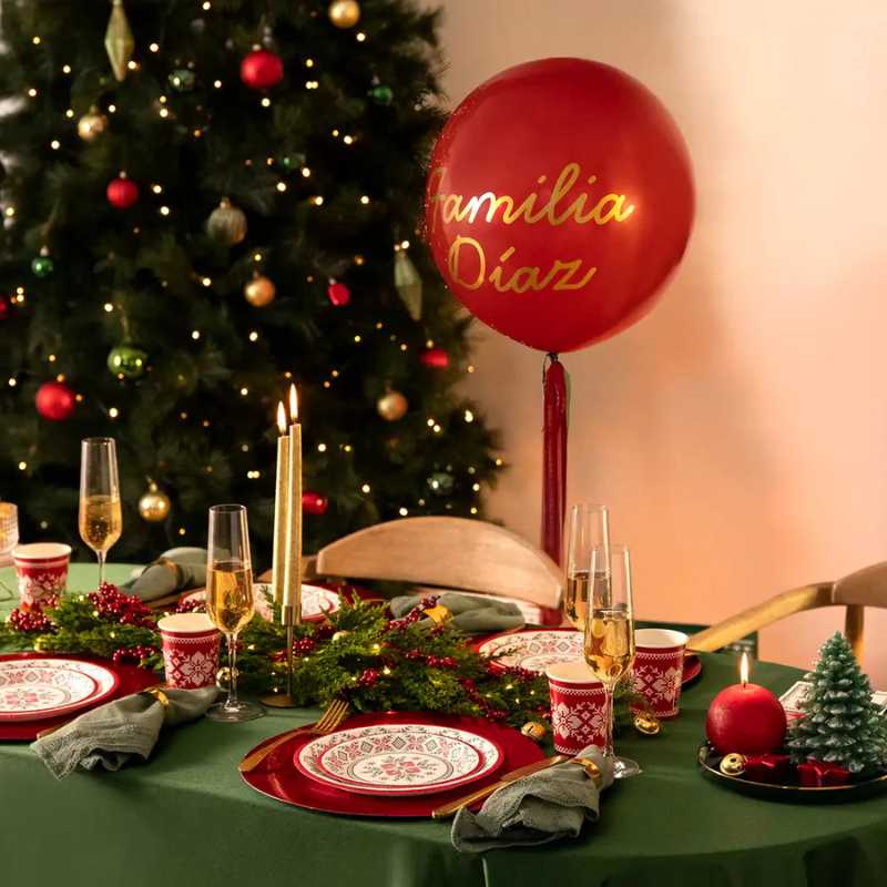 Platos de Cartón Navidad Blanco Jacquard (6 uds) Ø 18 cm y 23 cm - NAROSA SWEET PARTY