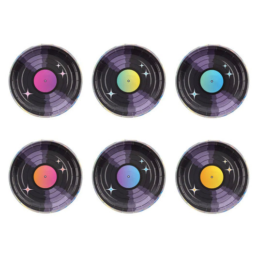 Platos de Papel Retro Disco 18 cm – Pack x6 – Decoración de Mesa Temática - NAROSA SWEET PARTY