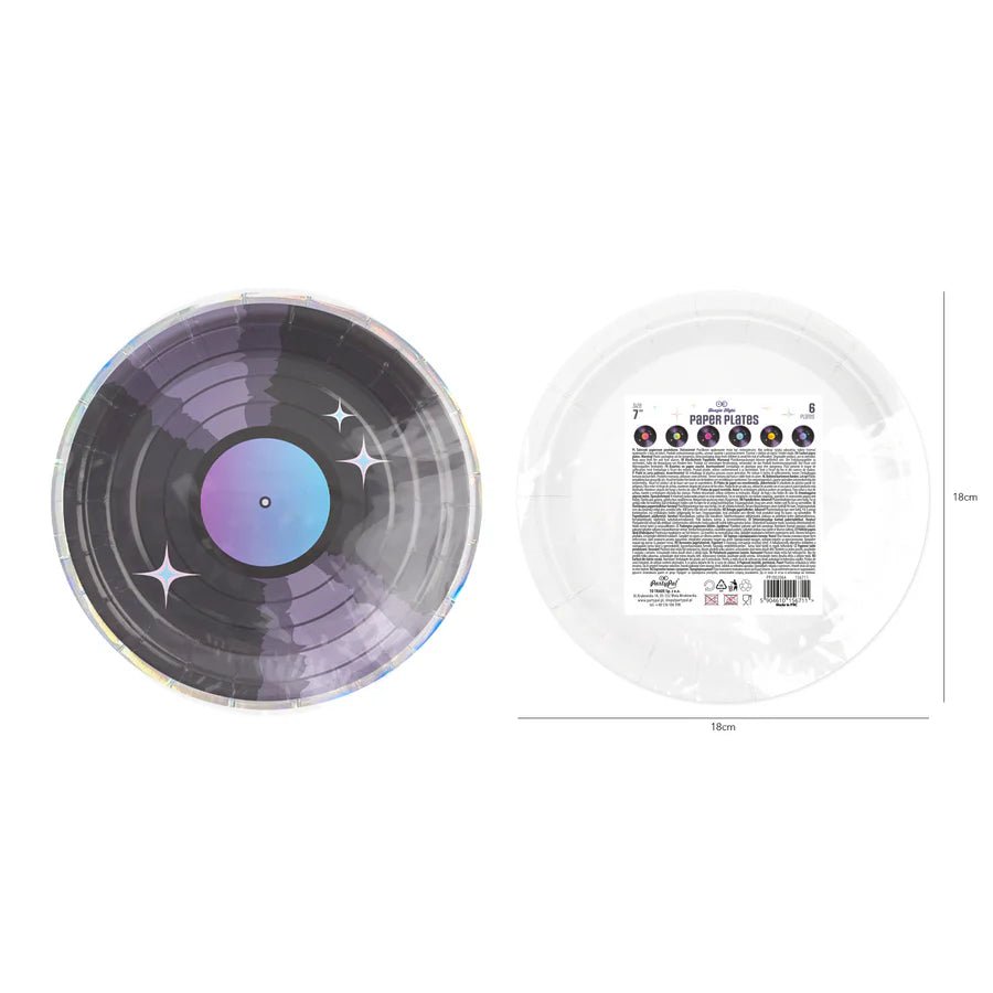 Platos de Papel Retro Disco 18 cm – Pack x6 – Decoración de Mesa Temática - NAROSA SWEET PARTY
