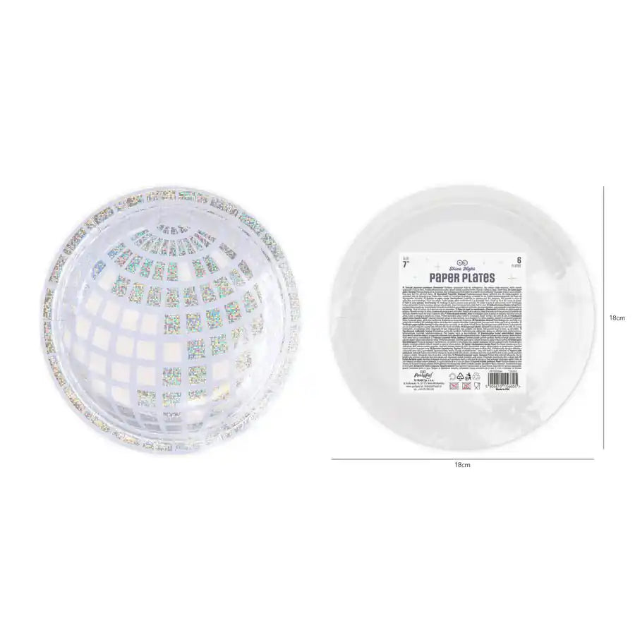 Platos de Papel Silver Disco 18 cm – Pack x6 – Brillantes para Fiestas - Narosa Sweet Party Barcelona