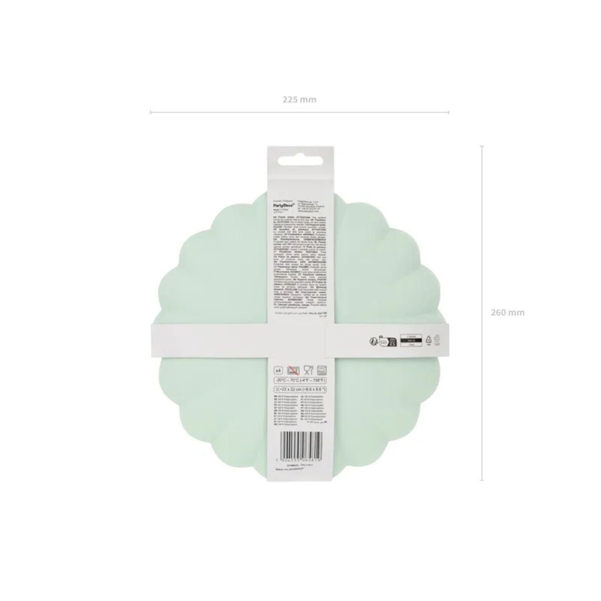 Platos de plástico Frill Verde Salvia (22x22 cm) – 4 uds - NAROSA SWEET PARTY