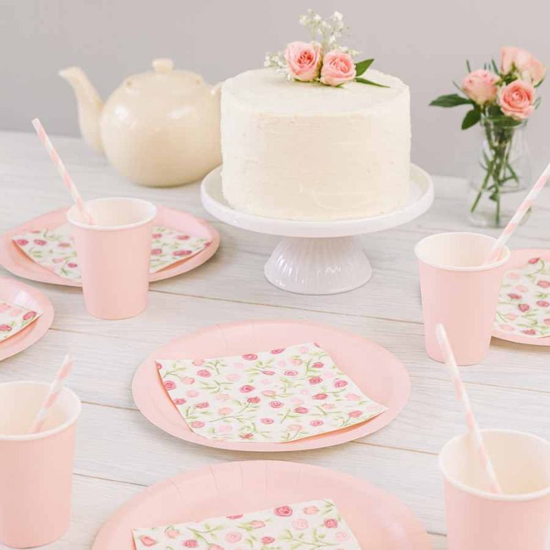 Servilletas blancas con flores 13x13 cm (pack 20 uds) - NAROSA SWEET PARTY