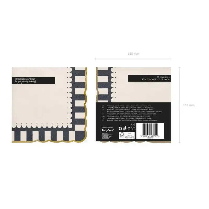 Servilletas de Papel con Borde Dorado – 33x33 cm (12 uds.) - Narosa Sweet Party Barcelona