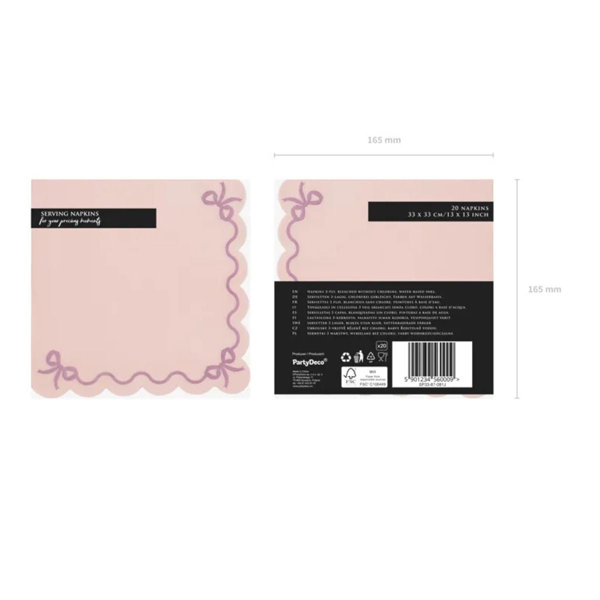 Servilletas Rosa Claro con Volante – Pack x12 (33x33 cm) - NAROSA SWEET PARTY