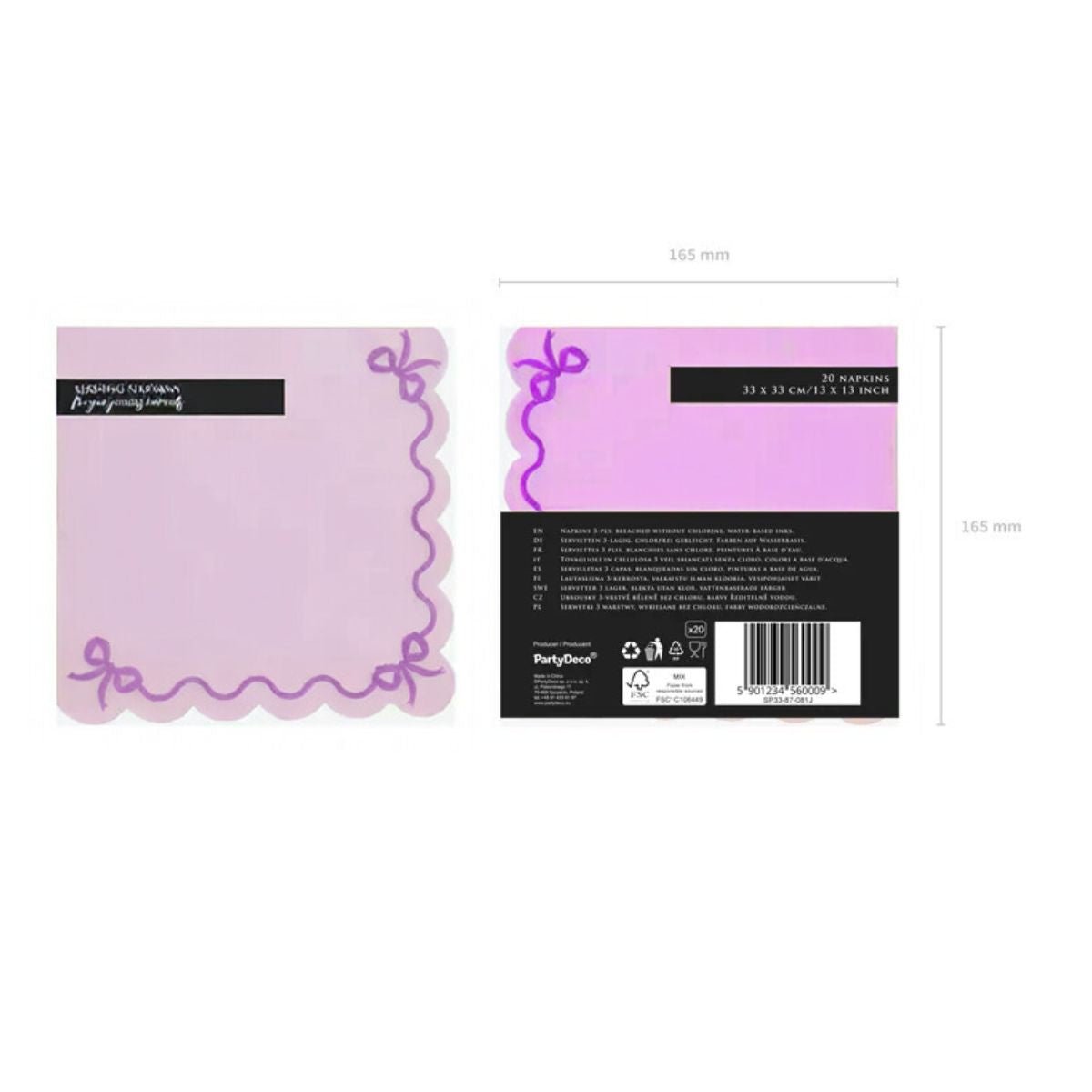 Servilletas Violeta con Volante – Pack x12 (33x33 cm) - NAROSA SWEET PARTY