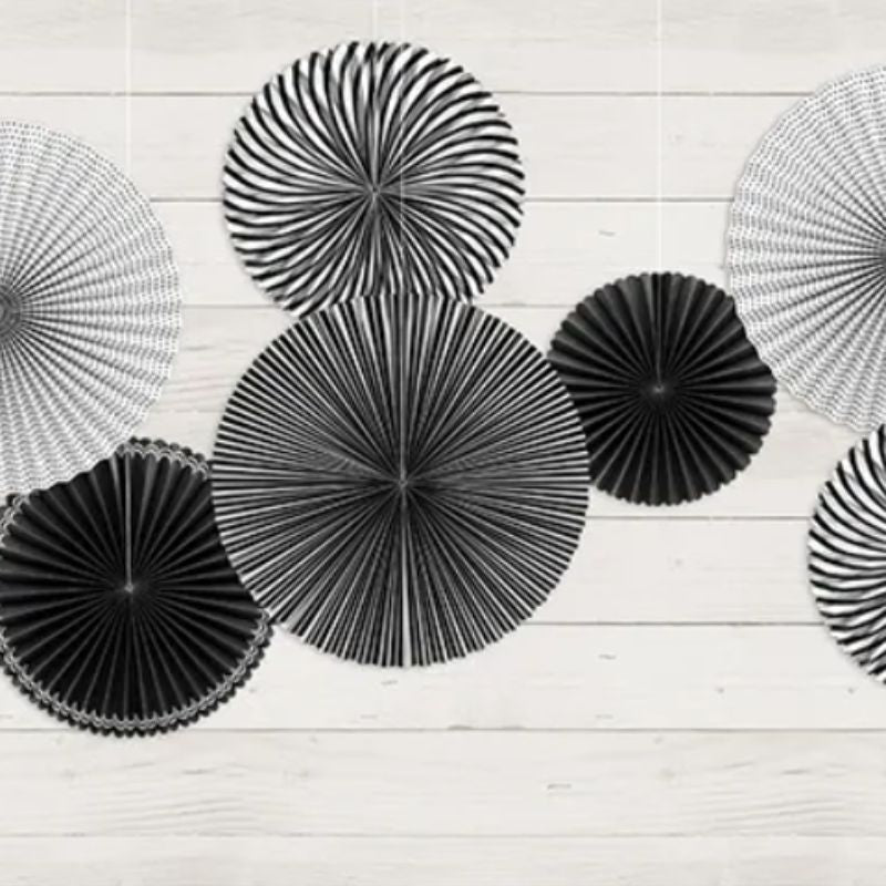 Set de rosetones decorativos Black & White (25–40 cm) - NAROSA SWEET PARTY