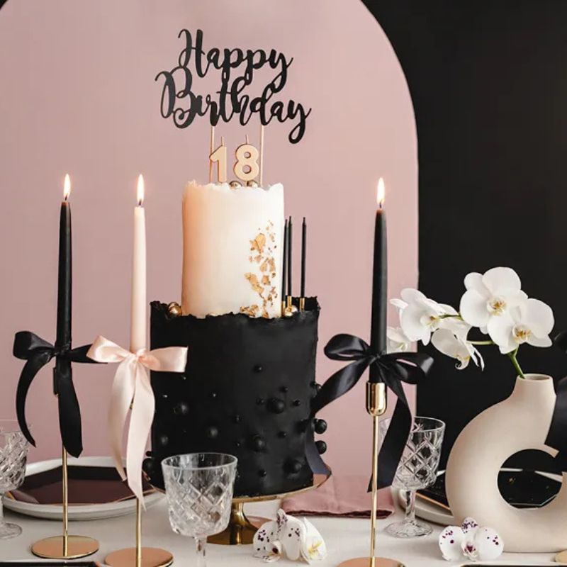 Topper “Happy Birthday” negro 22,5 cm - NAROSA SWEET PARTY