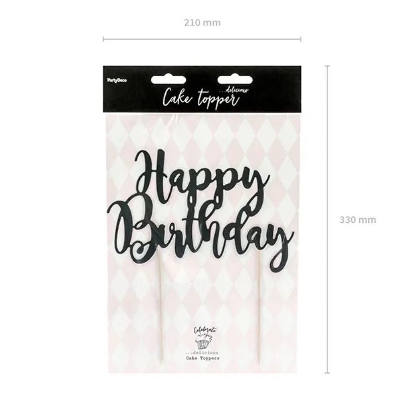 Topper “Happy Birthday” negro 22,5 cm - NAROSA SWEET PARTY