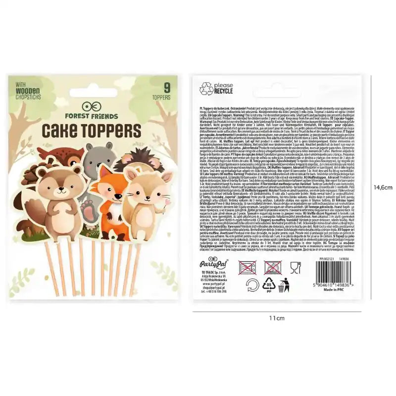 Toppers Amigos del Bosque para Tartas 10–11,5 cm – Pack 9 uds - Narosa Sweet Party Barcelona